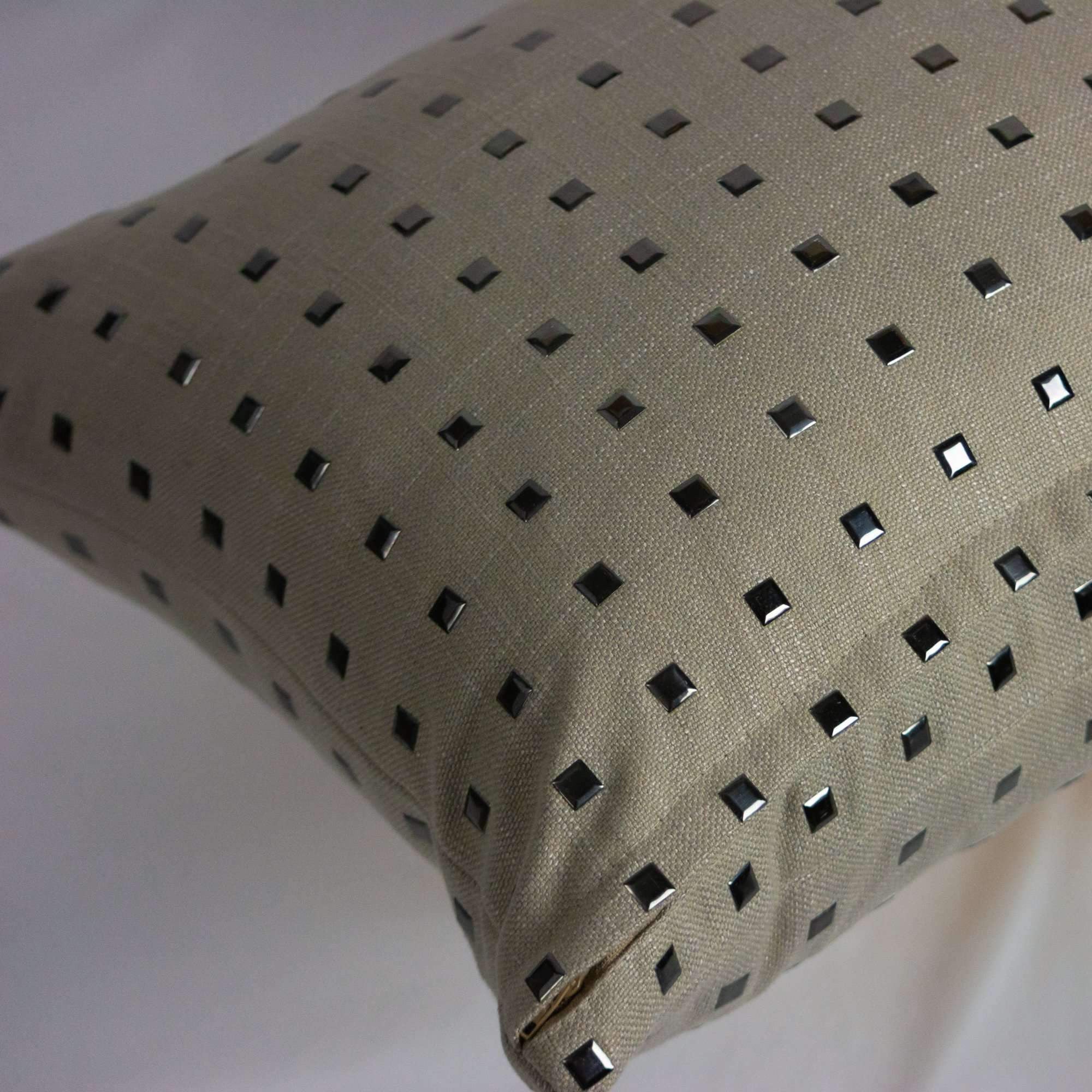 Tone On Tone Platinum Metallic Stud Designer Lumbar Pillow