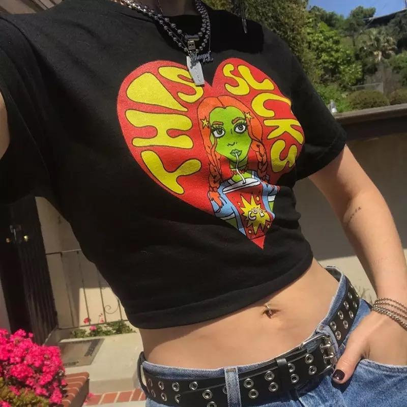 This Sucks Crop Top 👾- Black Crop Top Sour Puff Shop