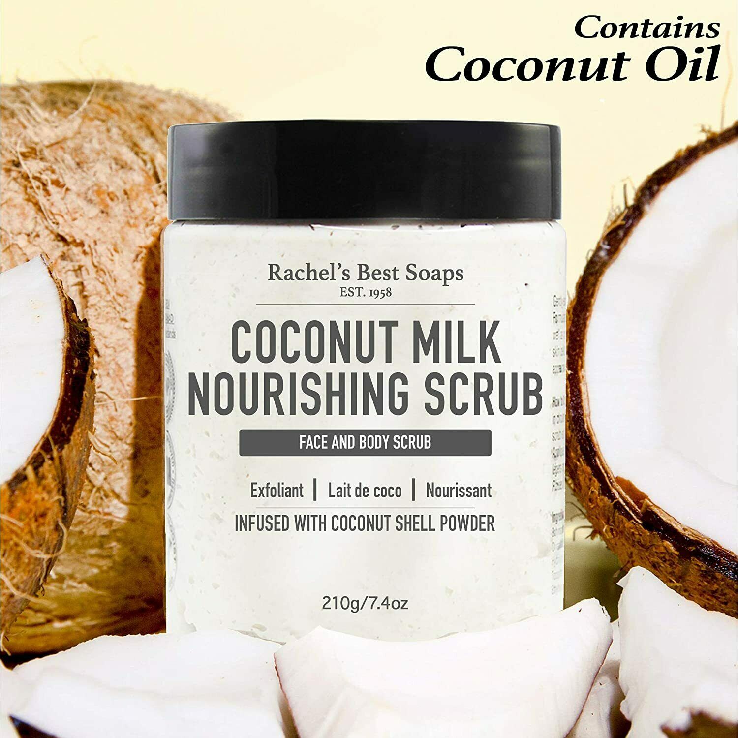 Rachel's Best Soaps Coconut Milk Face And Body Exfoliate Scrub With Shea Butter Detoxifies Skin
