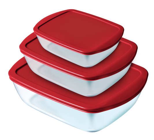 Plat rectangulaire 720 ml avec couvercle rouge Simply Store de Pyrex -  Ares Accessoires de cuisine