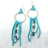 Dreamer Earrings with Mexican Turquoise and Deer Leather