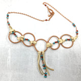 Statement Necklace with Mexican Turquoise and Deer Leather