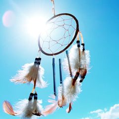 Native dream catcher against clear blue sky