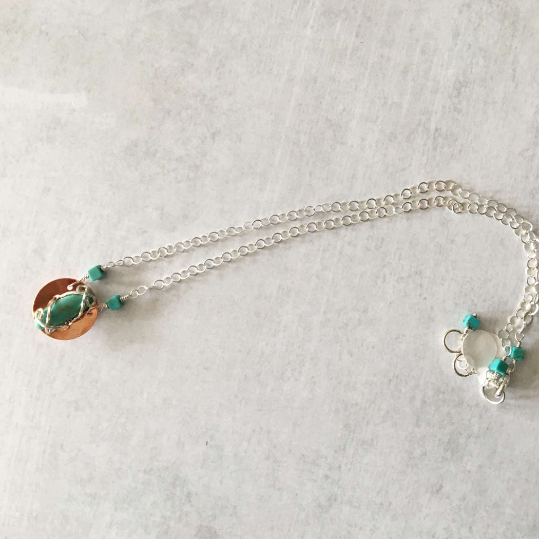 Sterling silver necklace with Kingman turquoise