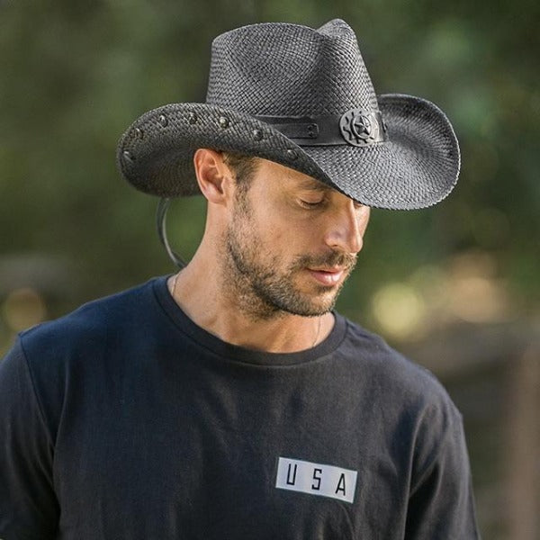 Stampede Black Straw Cowboy Hat - The Sheriff