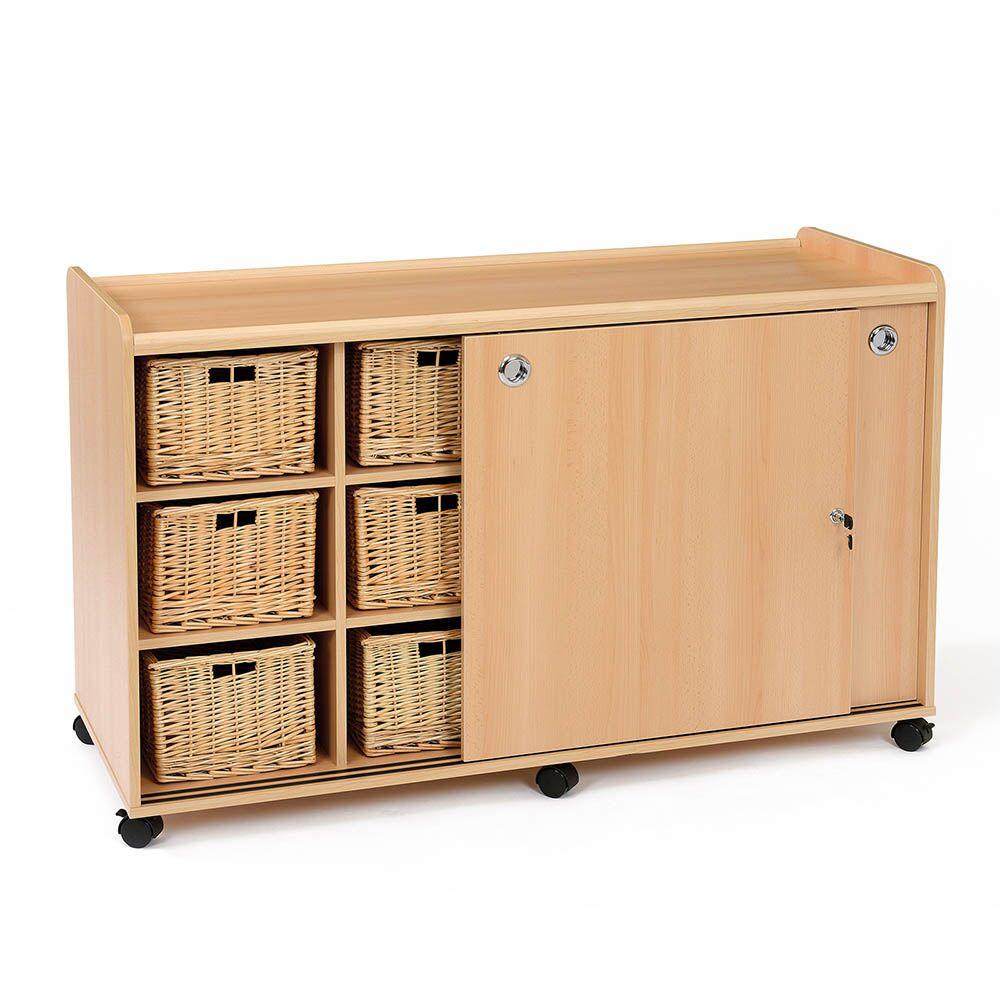 Sliding Doors Storage With 12 Deep Wicker Baskets Cupboards