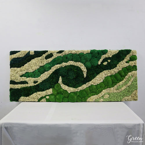 Modern Swirl Moss Wall Green Wall Art Preserved Moss Plant Wall