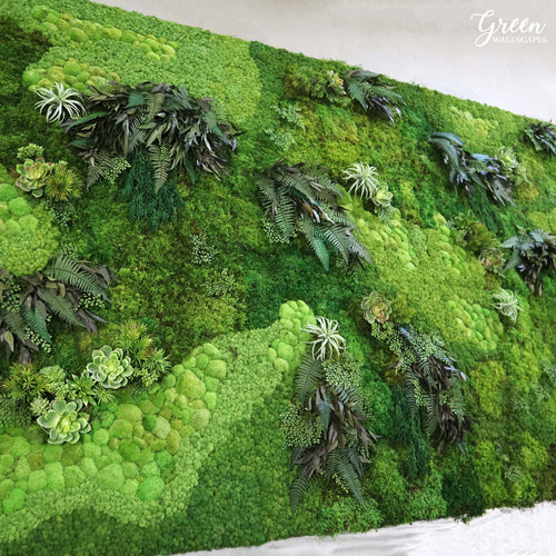 Faux Moss Wall with Ferns