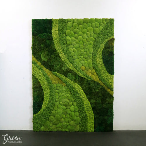 Modern Swirl Moss Wall Green Wall Art Preserved Moss Plant Wall