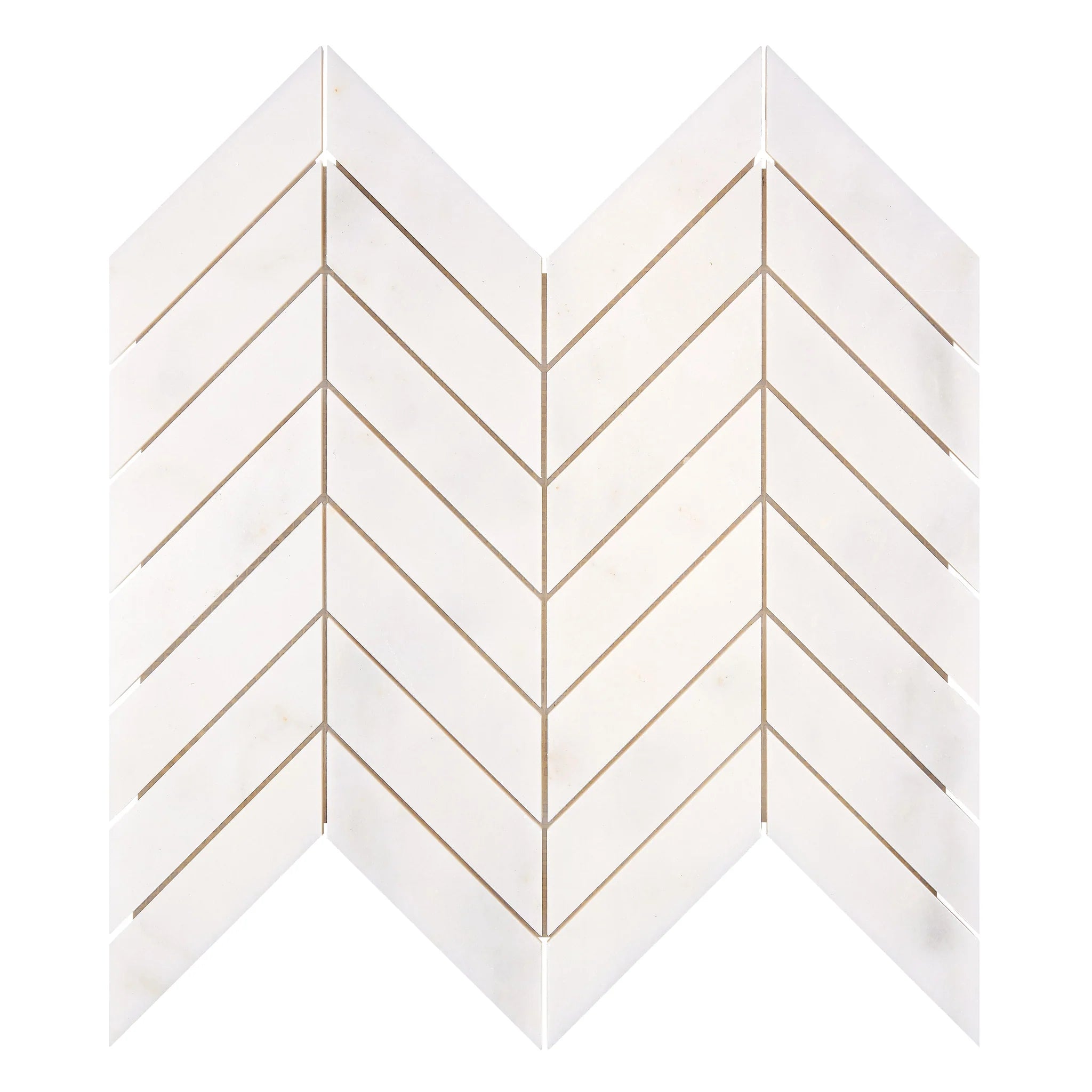 Afyon White Marble 1x4 Chevron Polished Mosaic Tile