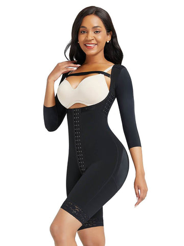 WOMEN'S ONE-PIECE SHAPEWEAR ZIPPER OPEN MID THIGH BODYSUIT