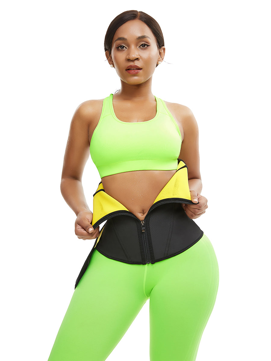 FEELINGIRL HIGH COMPRESSION WAIST TRAINER WITH ZIPPER SLIMMING BELT