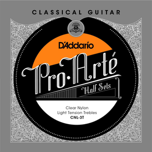 D'addario Pro-Arte Clear Nylon Treble, Light Tension Half Set Classical Guitar Strings