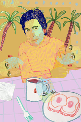 Dan Jamieson's 'Where Every You're Going, I'm Cohen With You' digital drawing and collage on acrylic