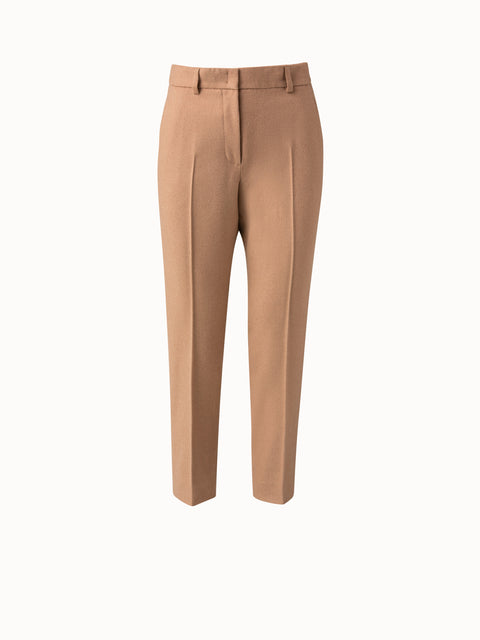 Brown wool blend flat-front Cigarette Pants | Sumissura