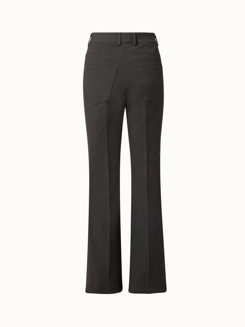 Cotton Silk Stretch Double-Face Bootcut Pants