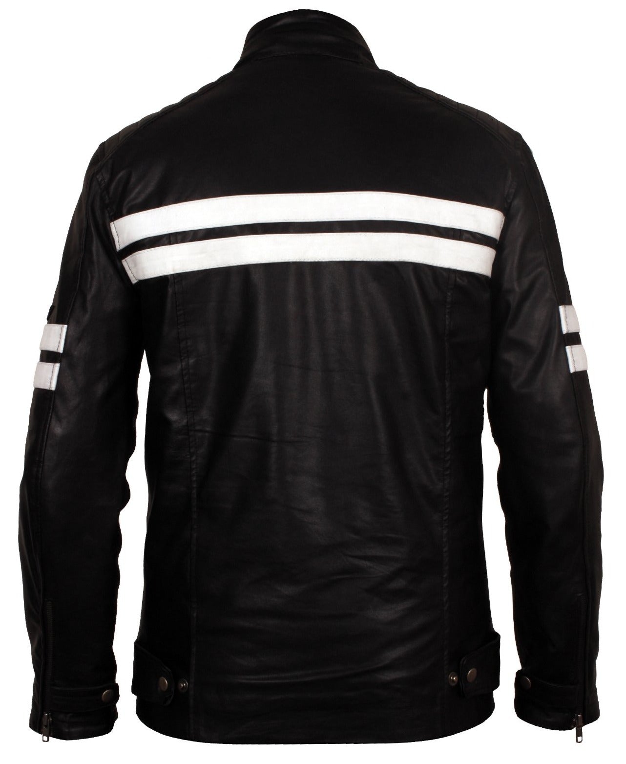 black jacket with white stripes