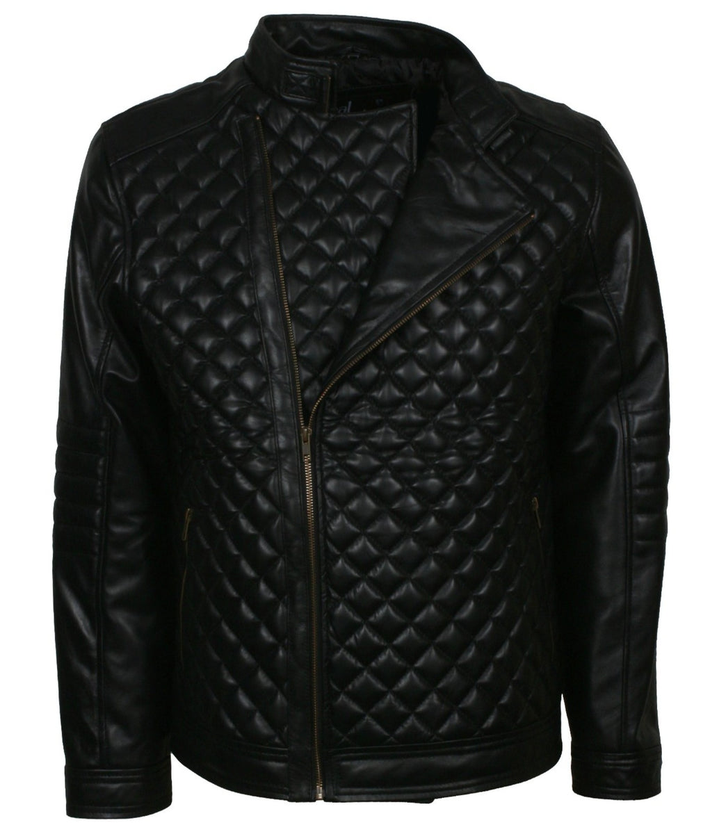 Diamond Quilted Jacket Mens in Real Leather Jackets