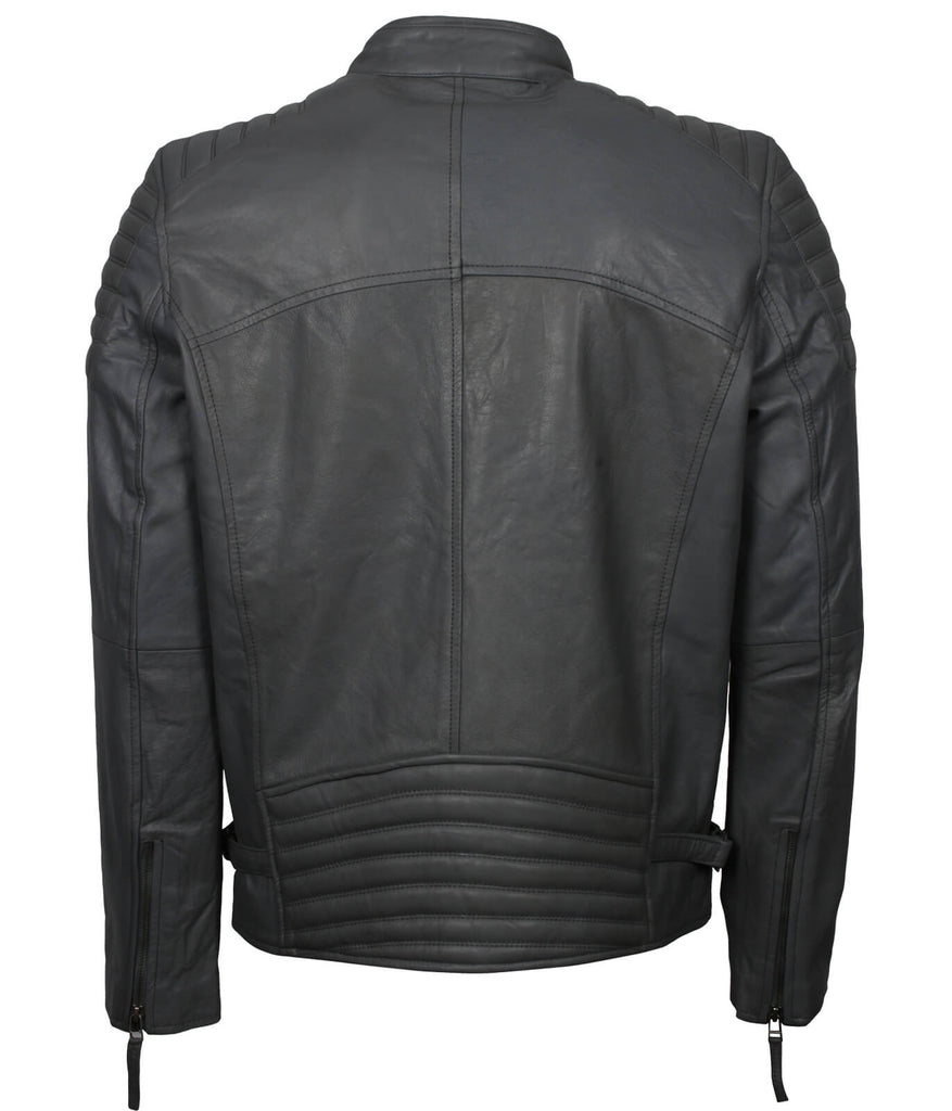 Grey Leather Jacket for Bikers | Cafe Racer Jacket