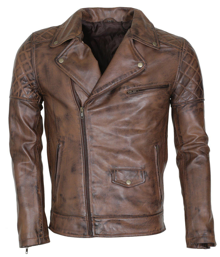 Alex Gear | Men's Waxed Brando Genuine Leather Motorcycle Jacket