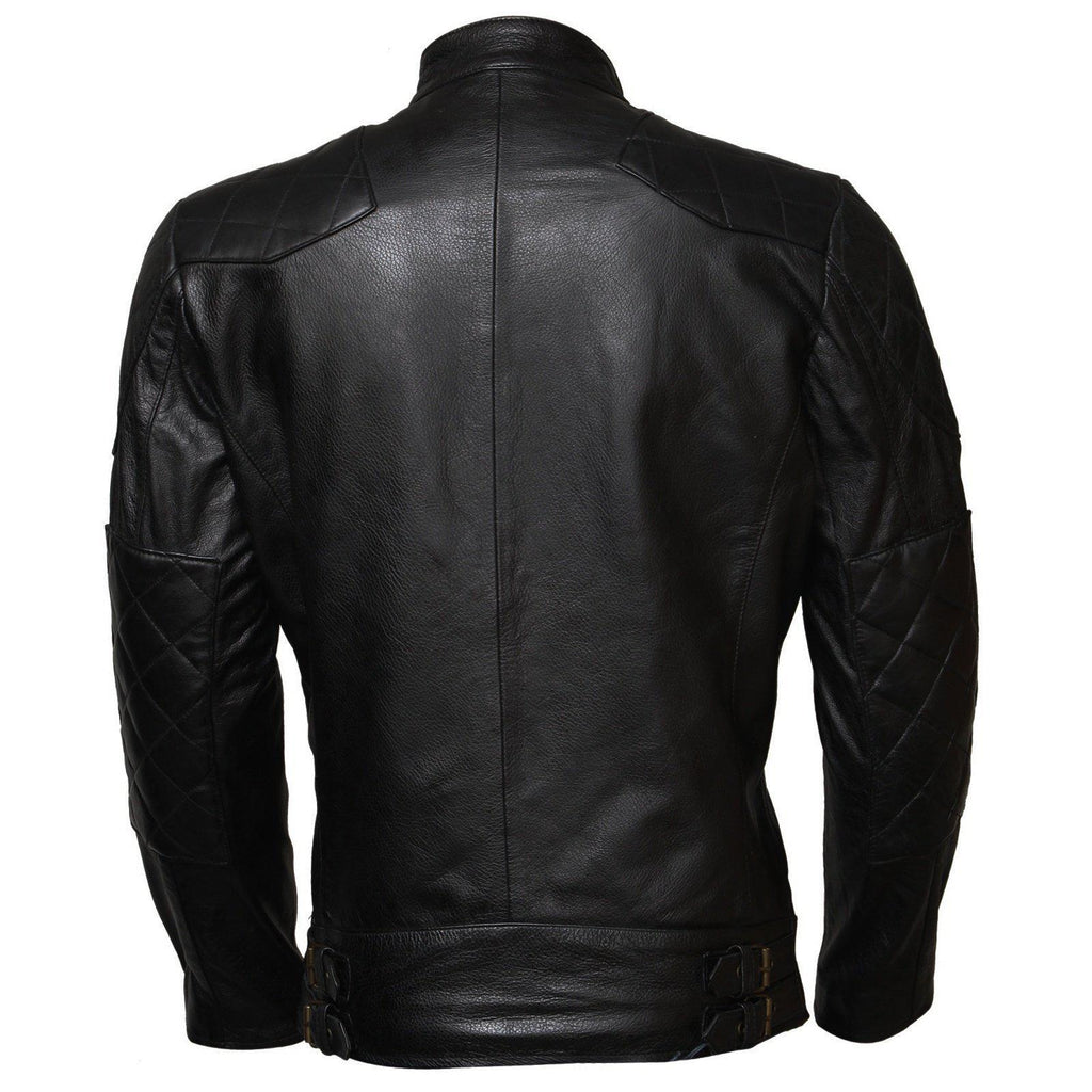 David Beckham Biker Jacket for Men in Black Genuine Leather