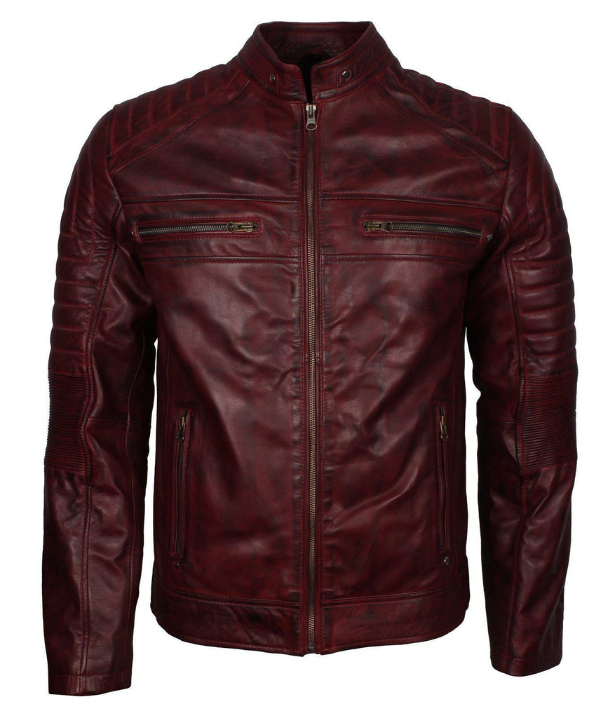 Alex Gear | Men's Cafe Racer Biker Leather Motorcycle Jacket