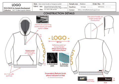 Tech pack sample (hoodie) - construction details