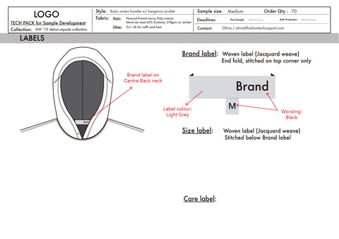 Tech pack sample (hoodie) - label