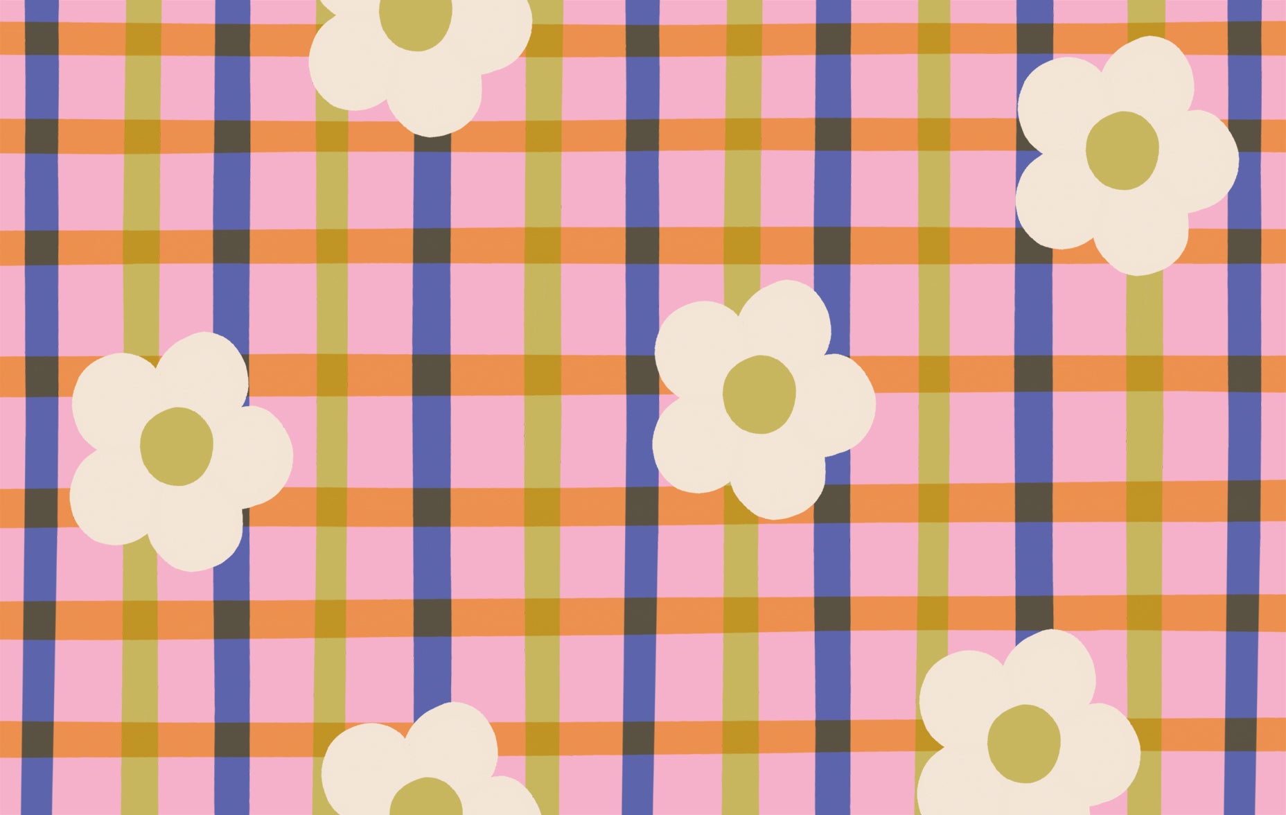 Daisy gingham HD free desktop wallpaper download | Raspberry Blossom