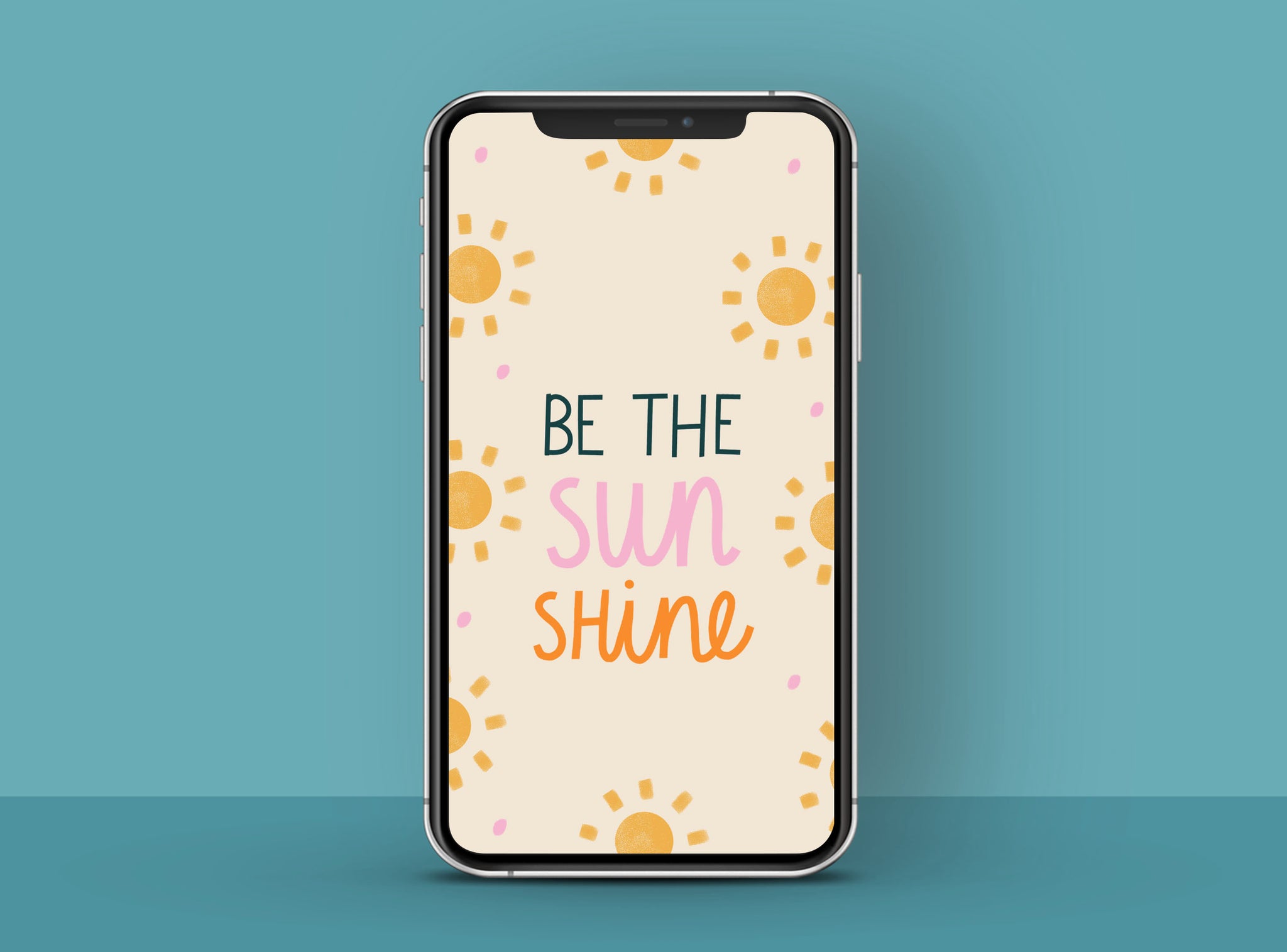 Cheerful and sunny phone wallpaper with a positive message 'Be the sunshine'| Raspberry Blossom