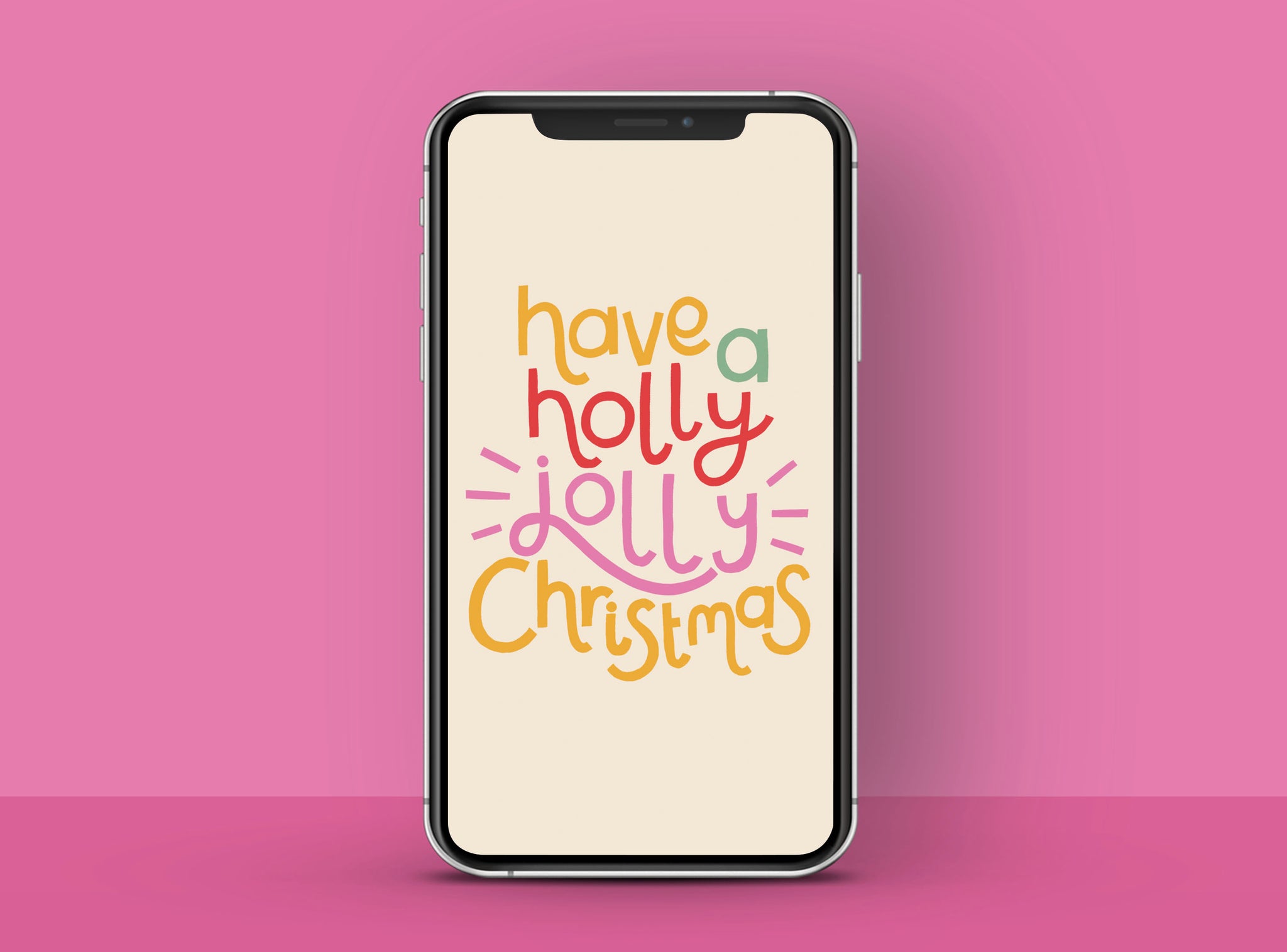 Colourful typographic 'Have a holly jolly Christmas' free HD phone wallpaper | Raspberry Blossom