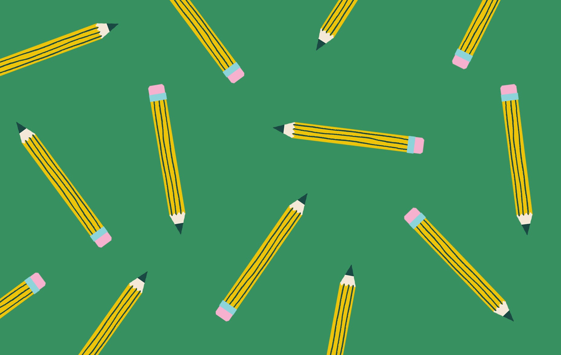 Illustrated pencil pattern desktop wallpaper | Raspberry Blossom