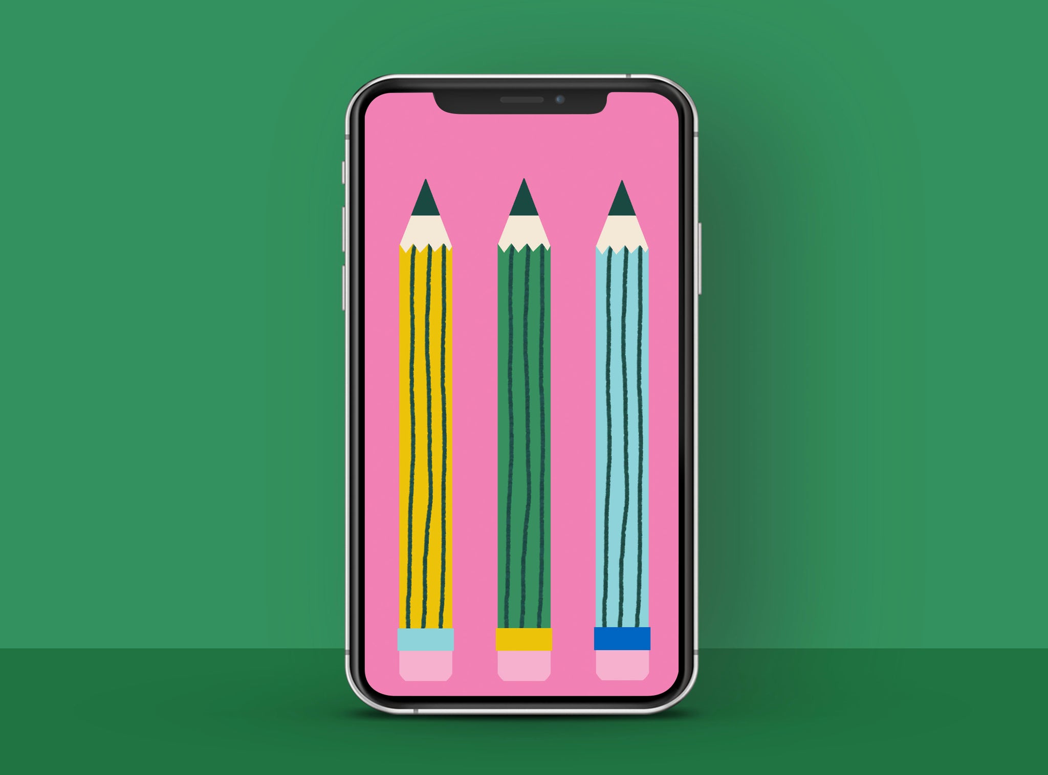 Free HD phone wallpaper with colourful illustrated pencils | Raspberry Blossom