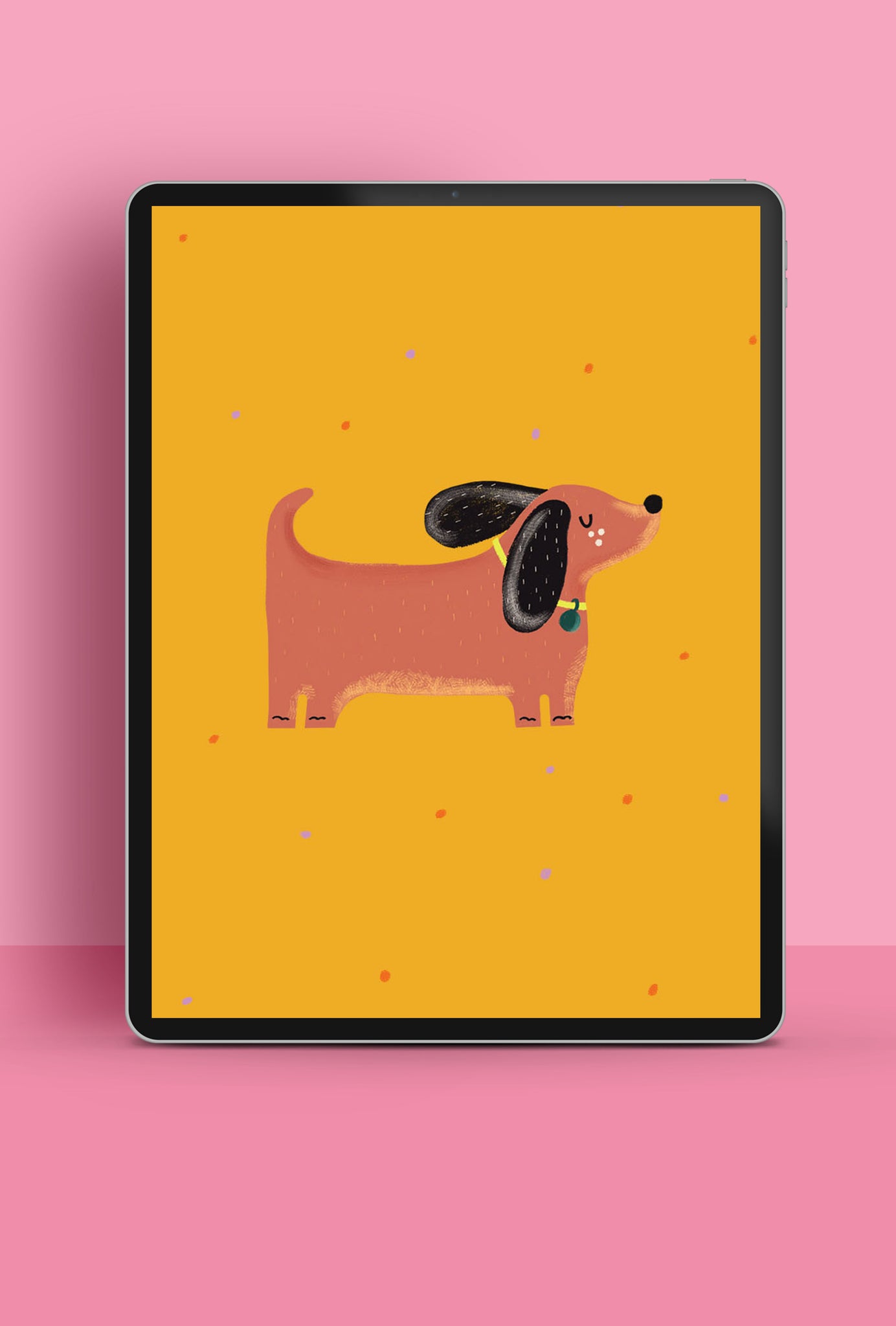 Cute and colourful illustrated sausage dog, free HD wallpaper for tablet | Raspberry Blossom