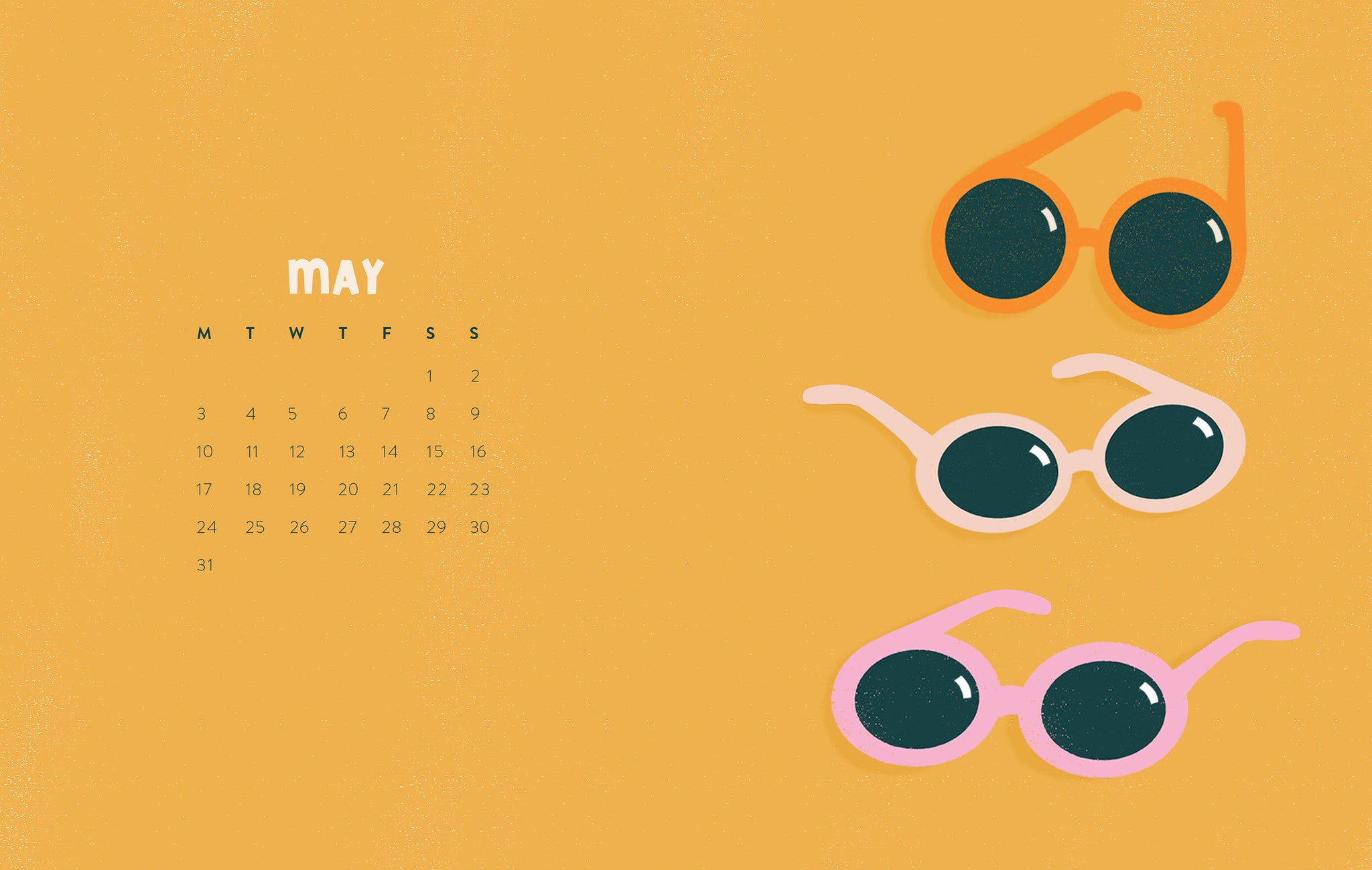 Bright and sunny May calendar wallpaper | Raspberry Blossom