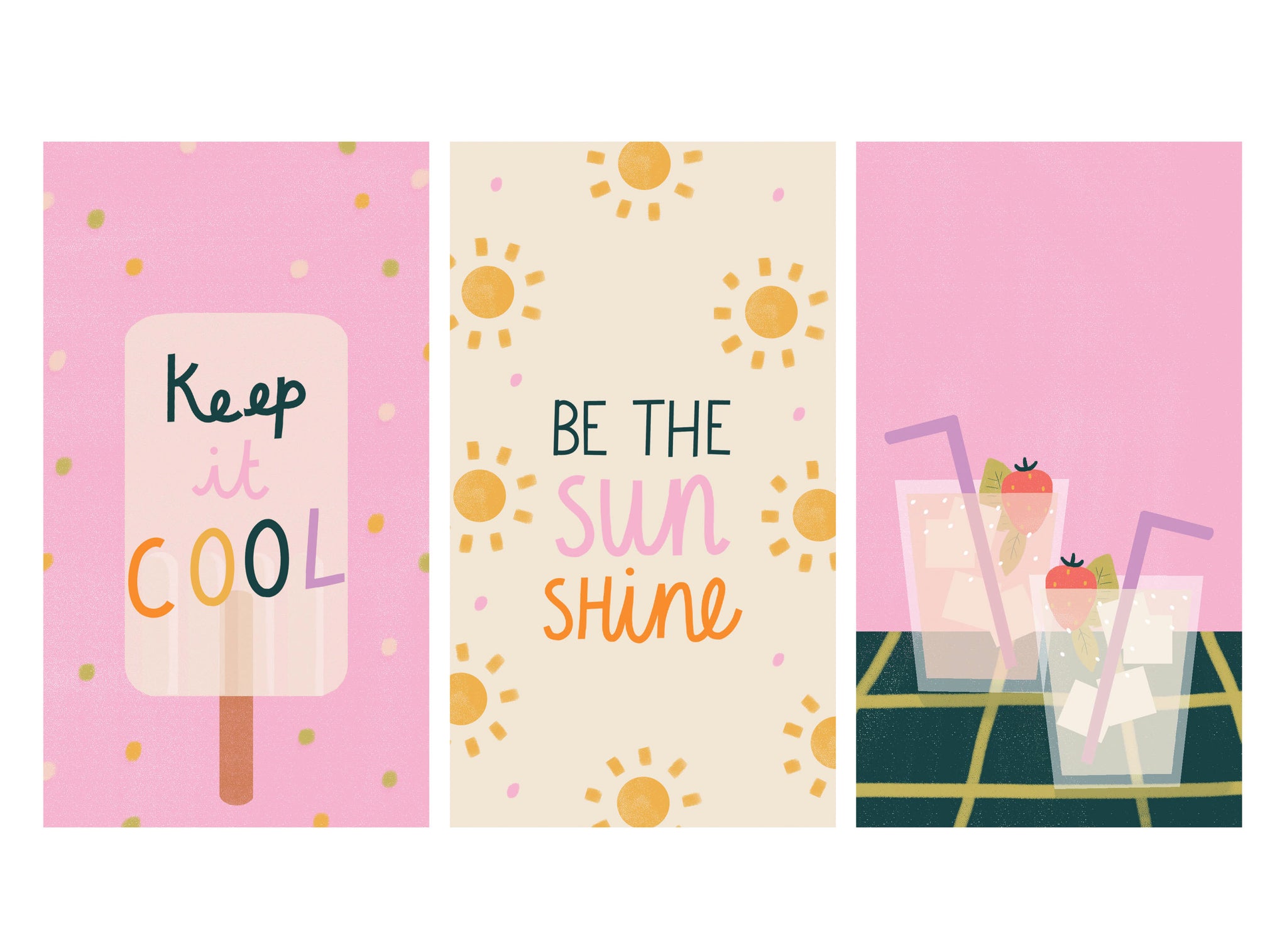 Bright and positive illustrated phone wallpapers | Raspberry Blossom