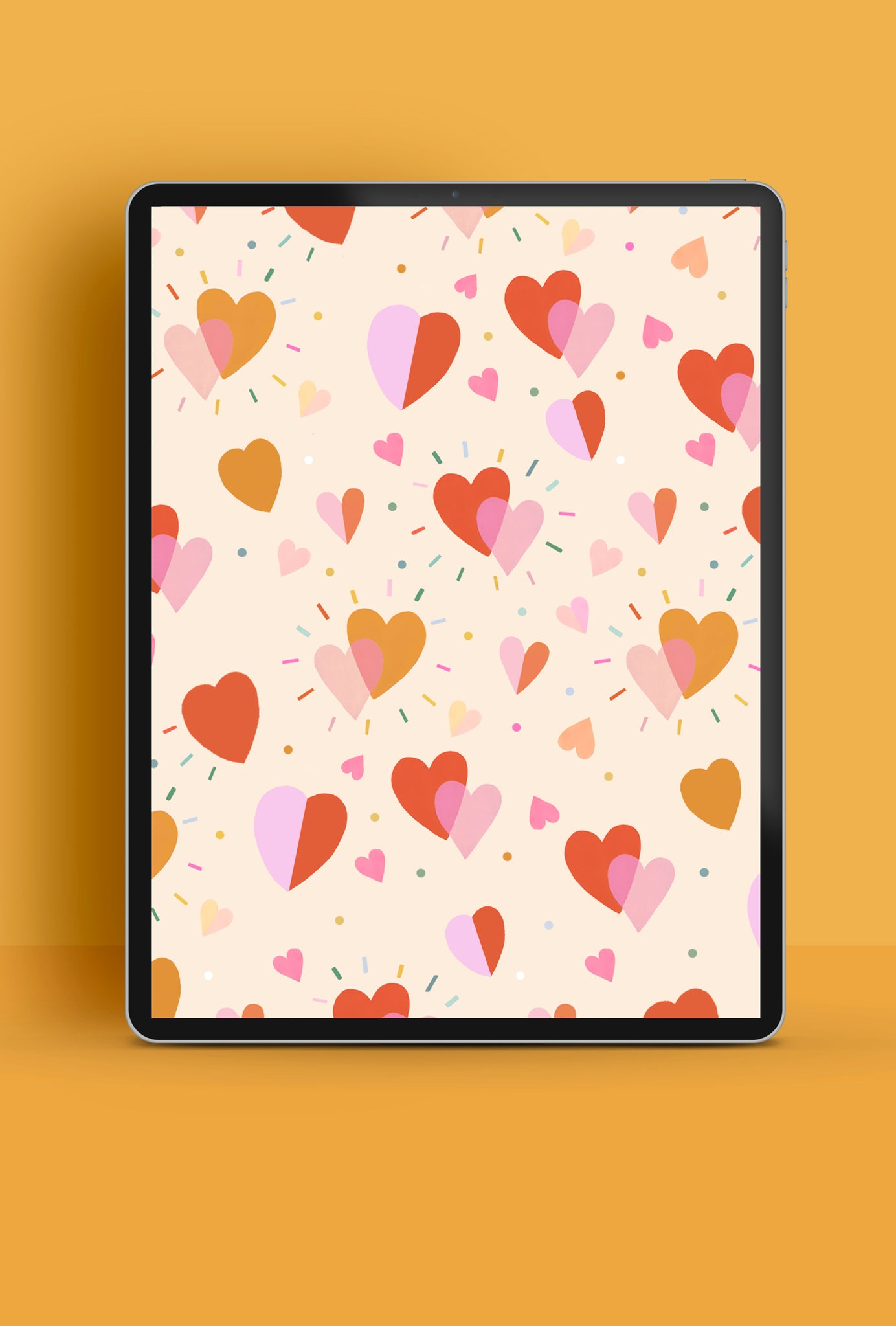 Raspberry Blossom_Hearts Pattern_Tablet mock up