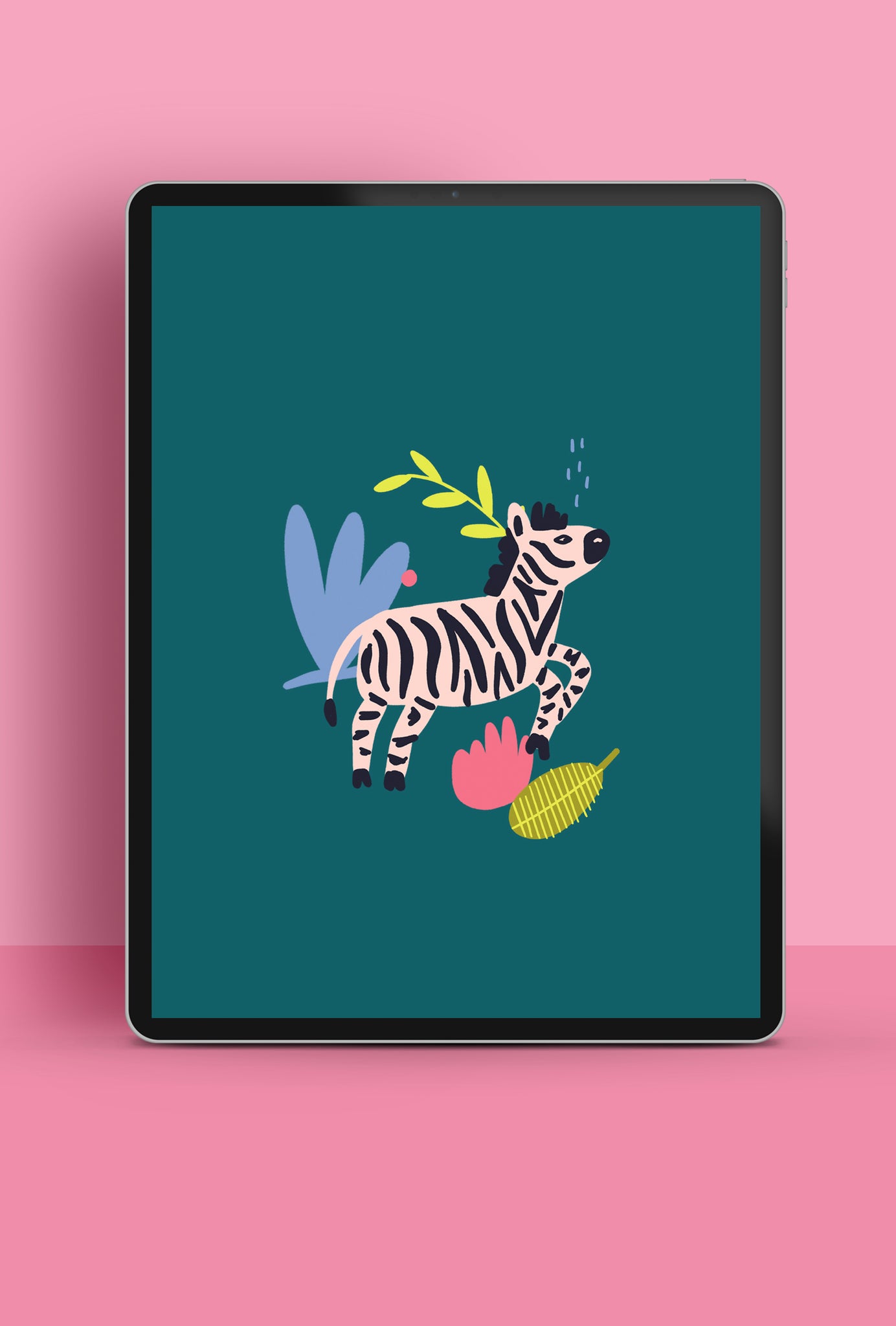 Zebra Illustration Tablet Wallpaper Raspberry Blossom