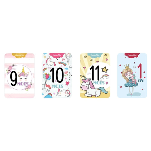 12 Cartes Etape De Bebe Licorne Cadeau De Naissance Personnalise Omade