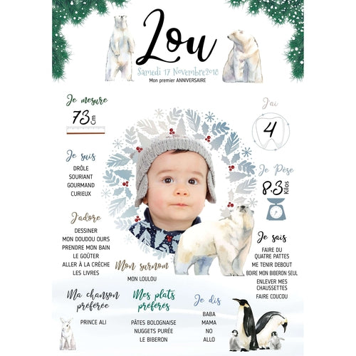 Affiche Anniversaire Enfant Personnalisee Theme Banquise Omade