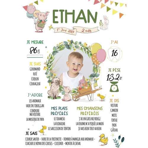 Affiche Anniversaire Enfant Personnalisee Animaux De La Ferme Omade