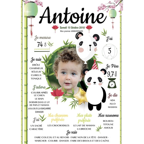 Affiche Anniversaire Fille Et Garcon Panda Decoration Anniversaire Omade