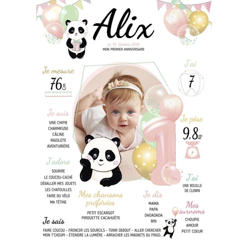 Affiche Anniversaire Personnalise Panda Decoration Anniversaire Enfant Omade