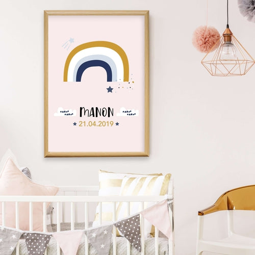 Affiche Naissance Pour Chambre D Enfant Arc En Ciel Omade