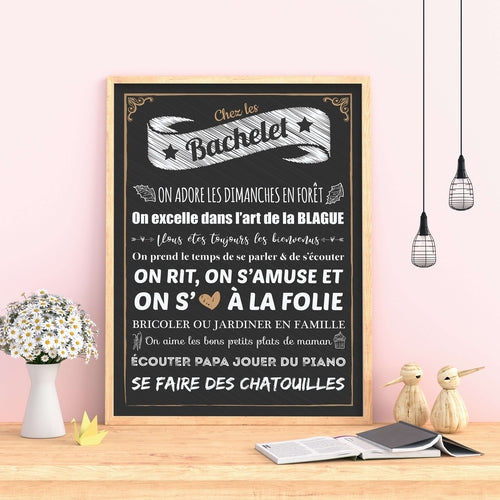 Affiche Famille Personnalisee Chez Les Votre Nom De Famille Omade