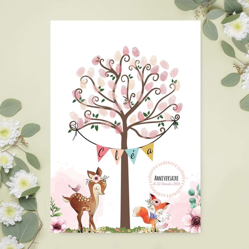 Arbre A Empreintes Pour Bapteme Cadeau Bapteme Biche Renard Et Lapin Omade