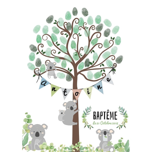 Arbre A Empreintes Bapteme Anniversaire Et Baby Shower Koala Omade