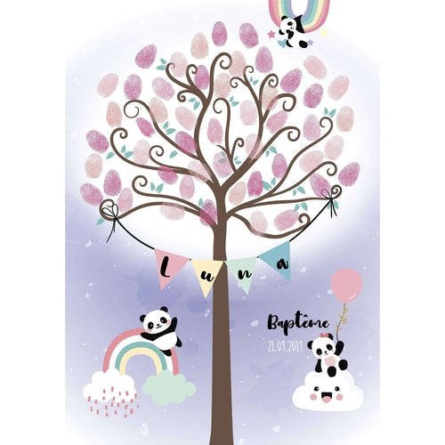 Arbre A Empreintes Bapteme Anniversaire Ou Baby Shower Panda Omade