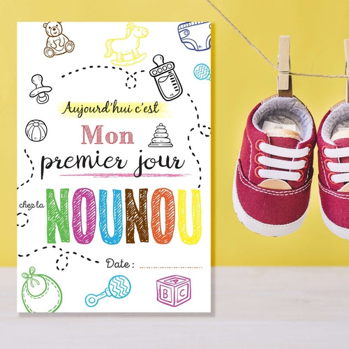 Carte Mon Premier Jour Chez La Nounou Pour Votre Bebe Carte Etape No Omade