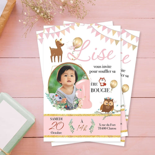 Faire Part Anniversaire Biche Invitation Anniversaire Fille Invitat Omade